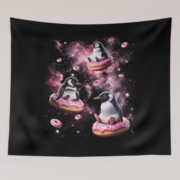 Artikelvorschau, Niedlicher Pinguin reitet Donut Space Galaxy Penguin Lover entworfen und verkauft von Kimberley King Art  King Art.