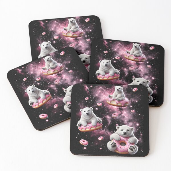 Item preview, Cute Polar Bear Riding Donut Space Galaxy Polar Bear Lover designed and sold by Kimberley King Art  King Art.