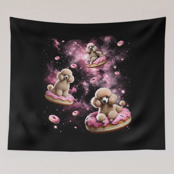 Item preview, Cute Poodle Riding Donut Space Galaxy Poodle Lover designed and sold by Kimberley King Art  King Art.