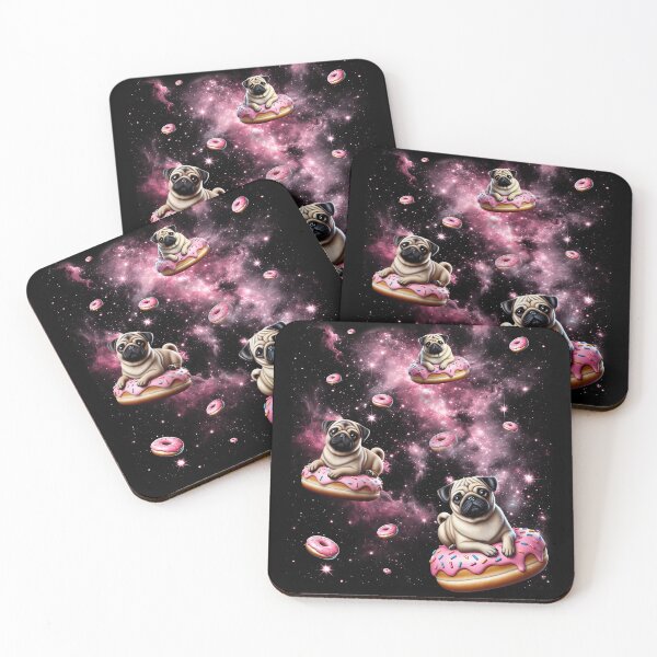 Item preview, Cute Pug Riding Donut Space Galaxy Dog Lover designed and sold by Kimberley King Art  King Art.