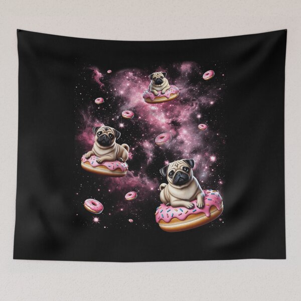 Item preview, Cute Pug Riding Donut Space Galaxy Dog Lover designed and sold by Kimberley King Art  King Art.