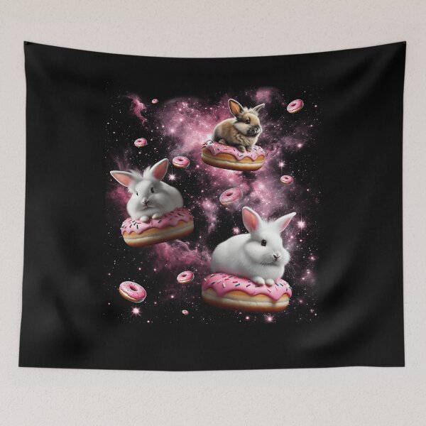 Item preview, Cute Rabbit Riding Donut Space Galaxy Bunny Lover designed and sold by Kimberley King Art  King Art.