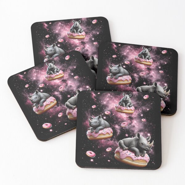 Item preview, Cute Rhino Riding Donut Space Galaxy Rhino Lover designed and sold by Kimberley King Art  King Art.