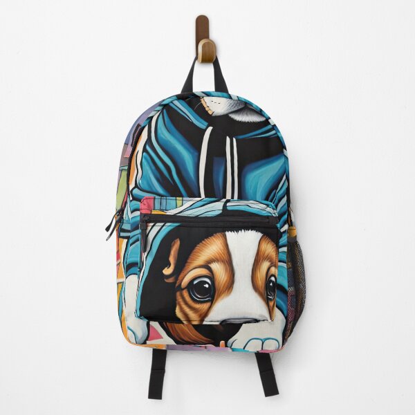 Item preview, Folk Art puppy wearing a hoodie doing Parkour designed and sold by Colin Bentham.