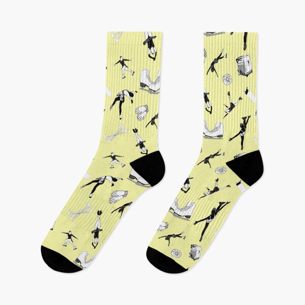 Item preview, Figure Skating Female Silhouettes and Accessories on Pastel Yellow designed and sold by Purposely Designed.