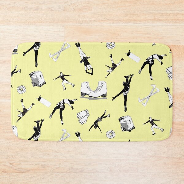 Item preview, Figure Skating Female Silhouettes and Accessories on Pastel Yellow designed and sold by Purposely Designed.