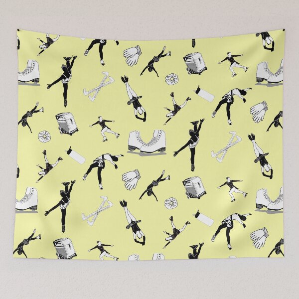 Item preview, Figure Skating Female Silhouettes and Accessories on Pastel Yellow designed and sold by PD-Skating.