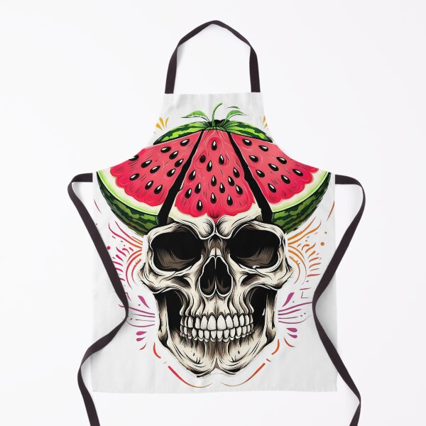 Item preview, Bold Watermelon Skull Art on Black Background – A Striking Fusion of Summer Freshness and Edgy Aesthetics for Unique Apparel designed and sold by ArtPetrenko90.