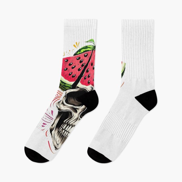 Item preview, Bold Watermelon Skull  Art on Black Background – A Striking Fusion of Summer Freshness and Edgy Aesthetics for Unique Apparel designed and sold by ArtPetrenko90.