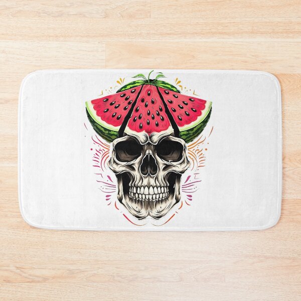 Item preview, Bold Watermelon Skull Art on Black Background – A Striking Fusion of Summer Freshness and Edgy Aesthetics for Unique Apparel designed and sold by ArtPetrenko90.
