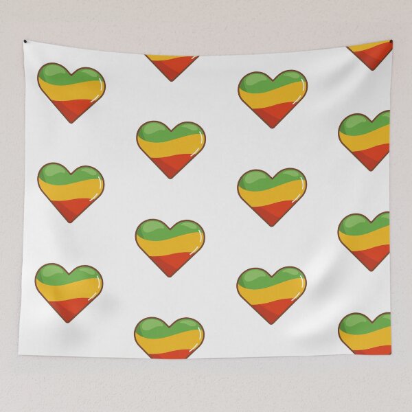 Artikelvorschau, Reggae-Flagge Herz glänzend bunte Illustration entworfen und verkauft von Arte Zen.