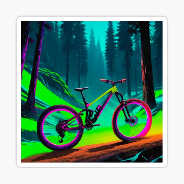 Item preview, Neon Trailblazer – MTB in Radiant Forest designed and sold by GrizzlyCompany.