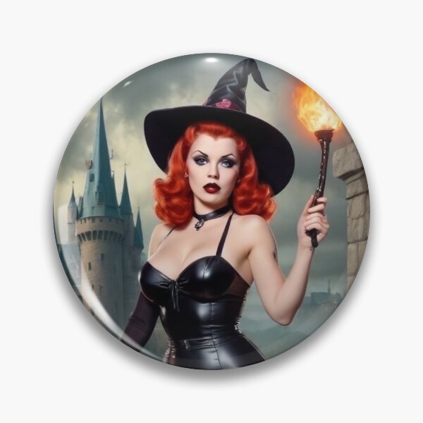 Item preview, Red Head Pin Up Witch designed and sold by MissSaylor.