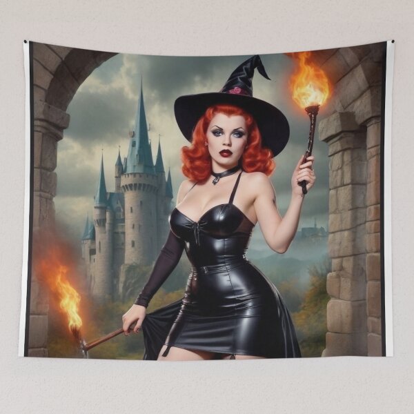 Aperçu de l'œuvre Sorcière Pin Up à Tête Rouge créée et vendue par MissSaylor.