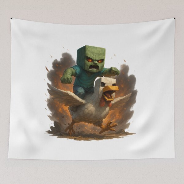 Item preview, Chicken Jockey Mayhem – Viral Minecraft Fan Art designed and sold by artist-for-you.