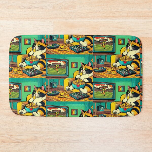 Item preview, cute fat cat old tv watching designed and sold by Dogandesighn.