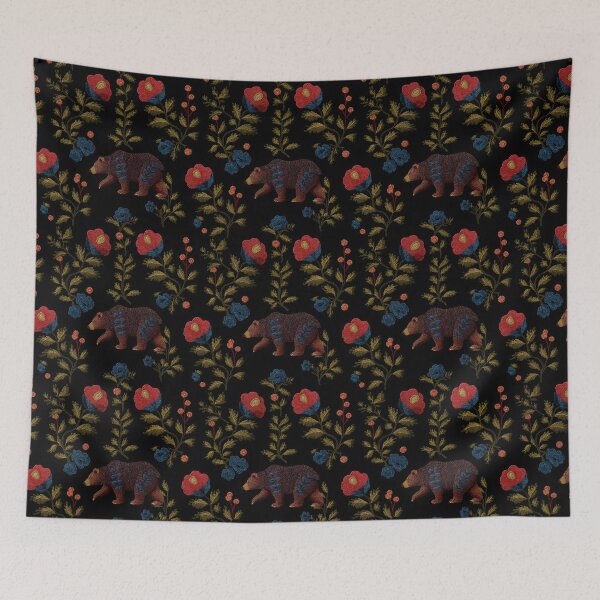 Item preview, Retro Grizzly Bear Faux Embroidery Pattern designed and sold by RetroPrints.