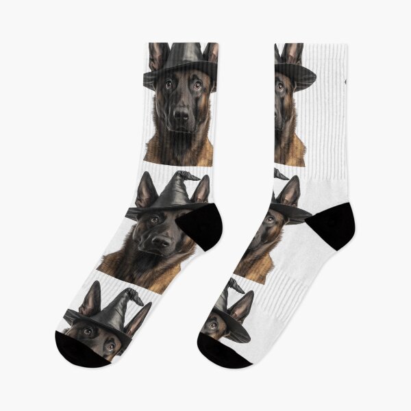 Item preview, Belgian Malinois Dog Wearing Halloween Witch Hat designed and sold by LazyOwlStore.