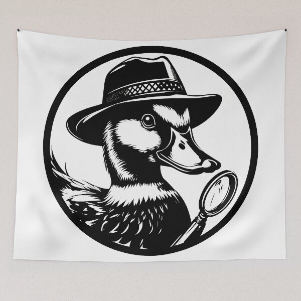 Item preview, Duck Detective - Bold Noir Black and White Line Art Design designed and sold by TeeTimeTreasure.