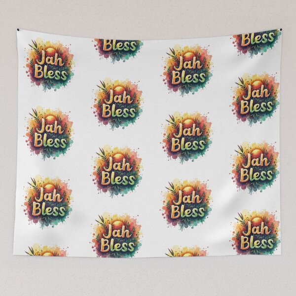 Item preview, Jah Bless Reggae Watercolor Art with Sun and Music designed and sold by Arte Zen.