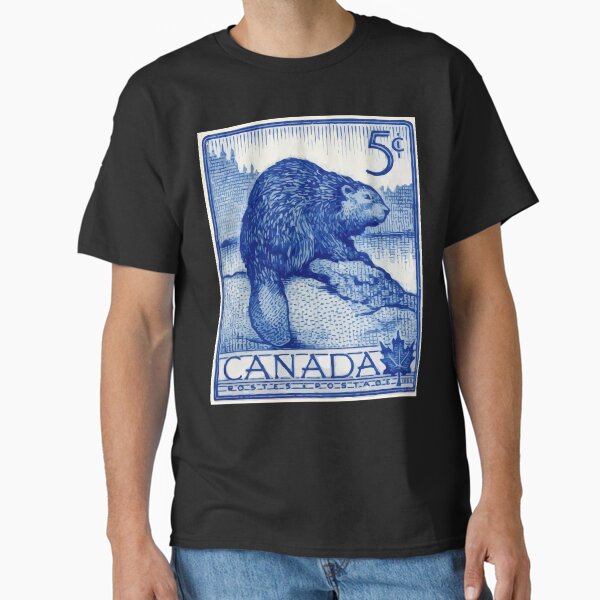 Vista previa del artículo con la obra «Sello postal canadiense antiguo de castor», diseñado y vendido por Angry Swan Designs.