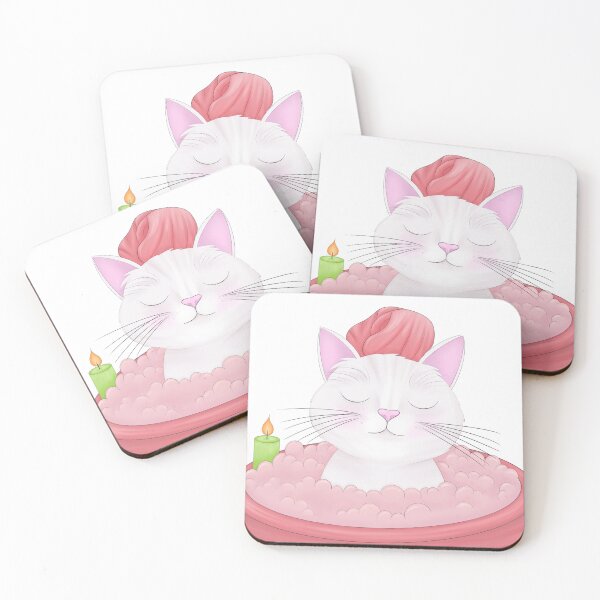 Item preview, Spa Day Cat in Bubble Bath – Cute Relaxing Kitty Illustration designed and sold by artby-tania.