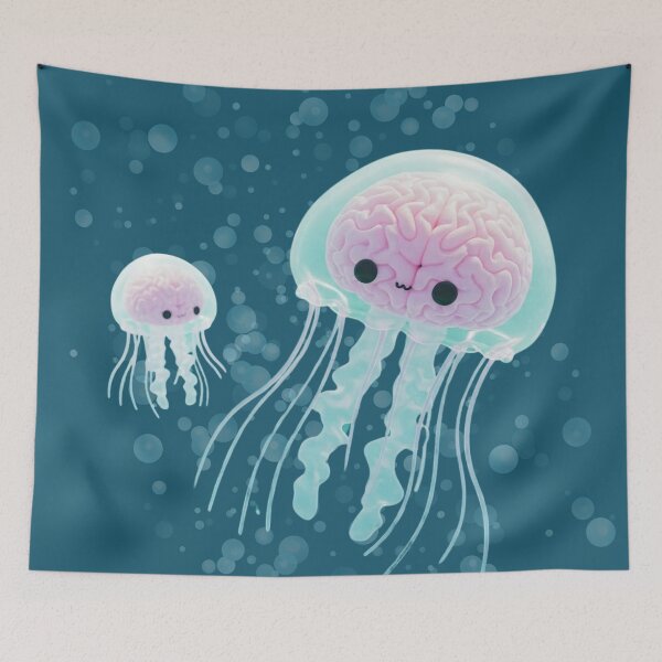 Item preview, Jellyfish brains floating in the bubbles designed and sold by VeryADHD.