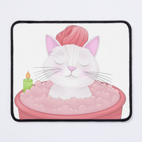 Item preview, Spa Day Cat in Bubble Bath – Cute Relaxing Kitty Illustration designed and sold by artby-tania.