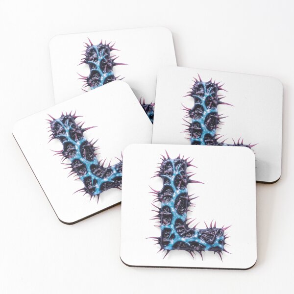 Item preview, L – Otherworldly Spiky Letter in Dark Chrome with Pink Thorns and Electric Blue Streaks designed and sold by testvvave.