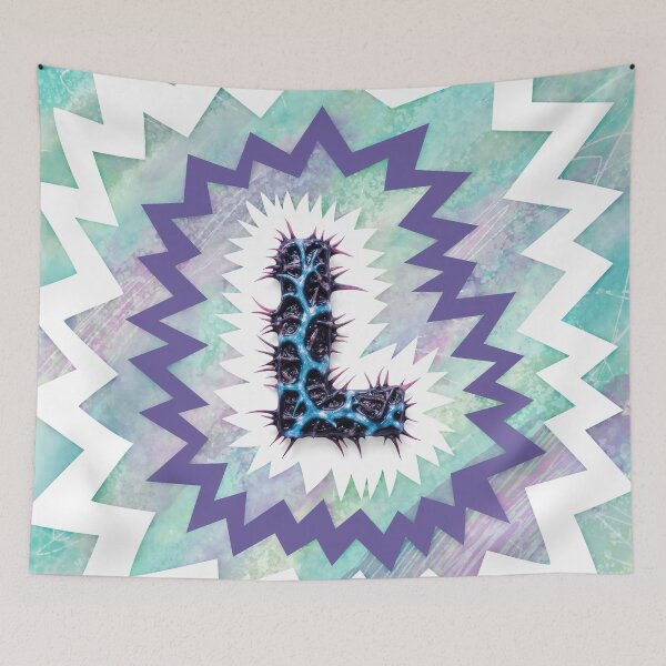 Item preview, L – Otherworldly Spiky Letter in Dark Chrome with Pink Thorns and Electric Blue Streaks designed and sold by testvvave.