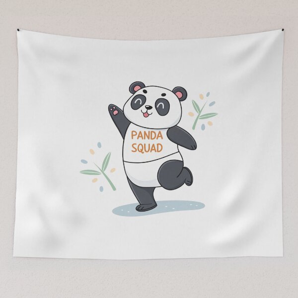 Item preview, Panda Squad – Kawaii Dancing Panda in T-Shirt – Cute Team Animal Character for Stickers & Apparel designed and sold by ThaiArtShop.