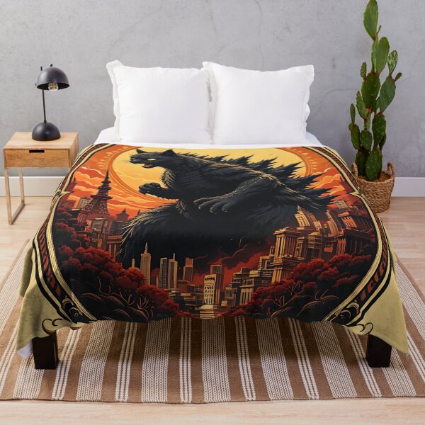 Item preview, Catzilla Cartoon Godzilla Parody Vintage Monster Wall Art designed and sold by BorgSpareParts.