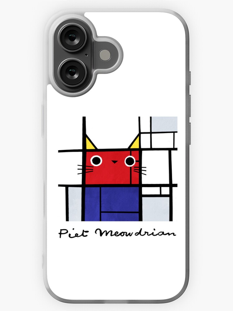 Thumbnail 1 of 5, iPhone Case, Piet Meowdrian – Mondrian Style Cat Art by Angie Rozelaar designed and sold by PlanetCatArt.