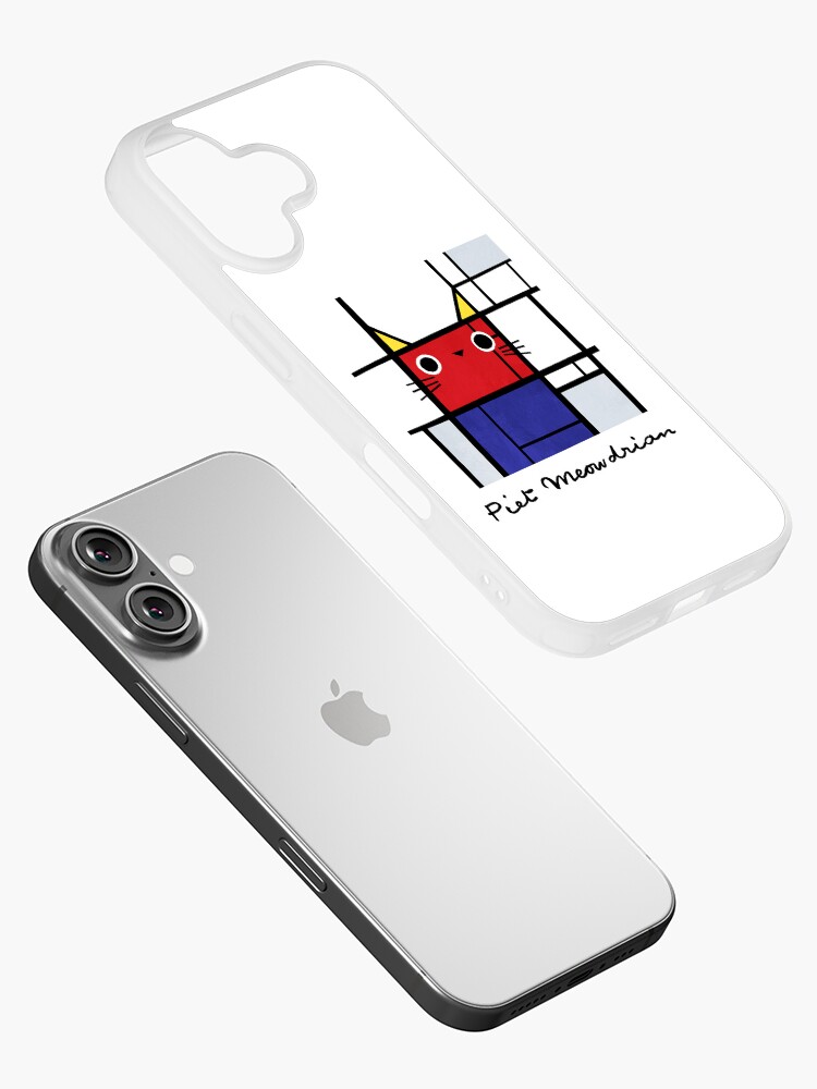 Thumbnail 2 of 5, iPhone Case, Piet Meowdrian – Mondrian Style Cat Art by Angie Rozelaar designed and sold by PlanetCatArt.