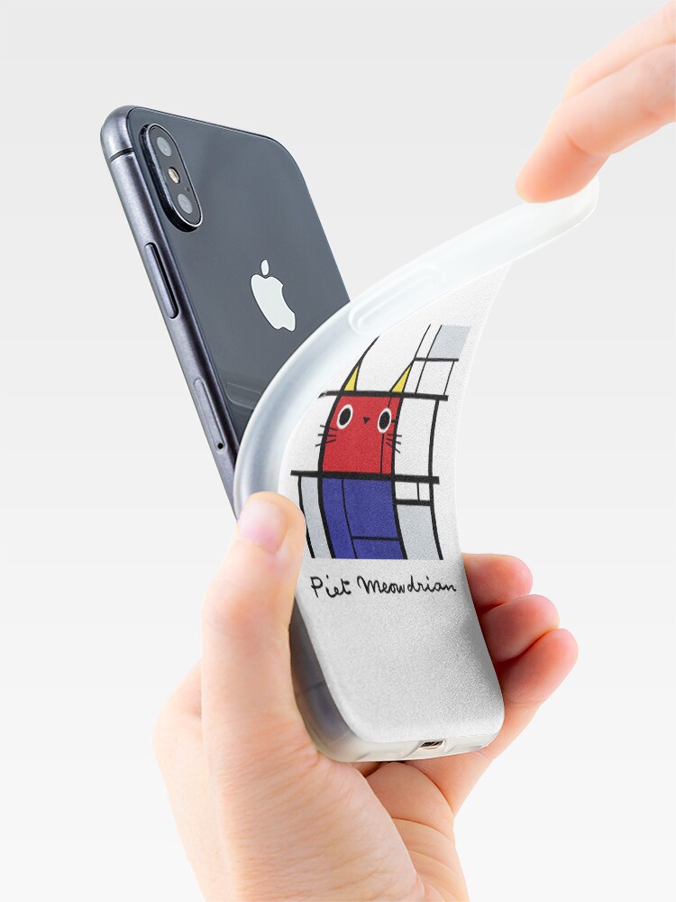 Thumbnail 4 of 5, iPhone Case, Piet Meowdrian – Mondrian Style Cat Art by Angie Rozelaar designed and sold by PlanetCatArt.