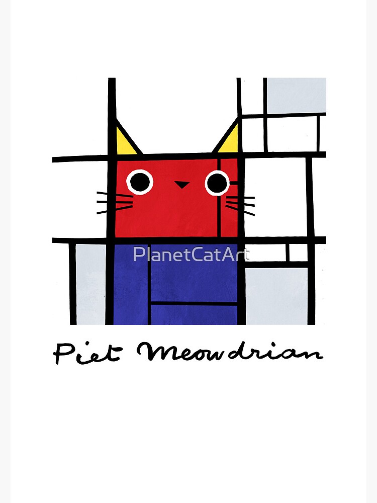 Thumbnail 3 of 3, Journal, Piet Meowdrian – Mondrian Style Cat Art by Angie Rozelaar designed and sold by PlanetCatArt.