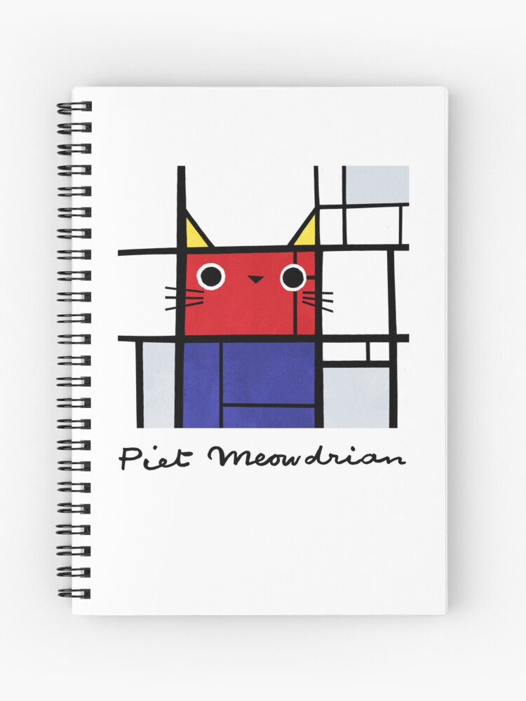 Thumbnail 1 of 3, Journal, Piet Meowdrian – Mondrian Style Cat Art by Angie Rozelaar designed and sold by PlanetCatArt.