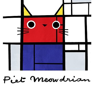 Artwork thumbnail, Piet Meowdrian – Mondrian Style Cat Art by Angie Rozelaar by PlanetCatArt