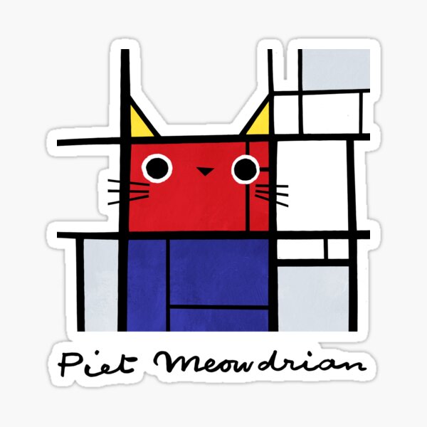 Aperçu de l'œuvre Piet Meowdrian – Art félin de style Mondrian par Angie Rozelaar créée et vendue par PlanetCatArt.