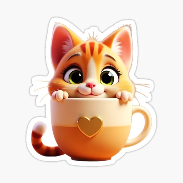Vista previa del artículo con la obra «Pegatina de gato Boba Kawaii – Meowmood Cats», diseñado y vendido por Lilly Clio.