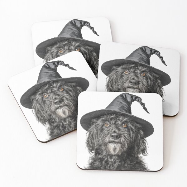 Item preview, Bergamasco Sheepdog Wearing Halloween Witch Hat designed and sold by LazyOwlStore.