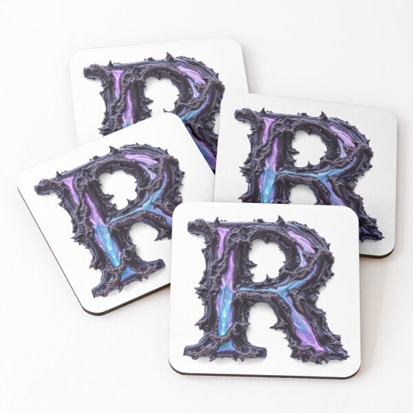 Item preview, R – Otherworldly Letter in Dark Chrome with Thorns and Iridescent Streaks designed and sold by testvvave.