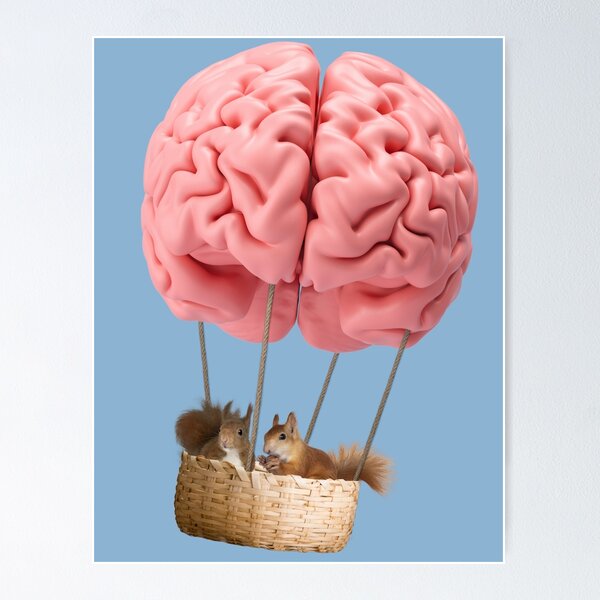 Item preview, Squirrels on a Brain Hot Air Balloon designed and sold by VeryADHD.
