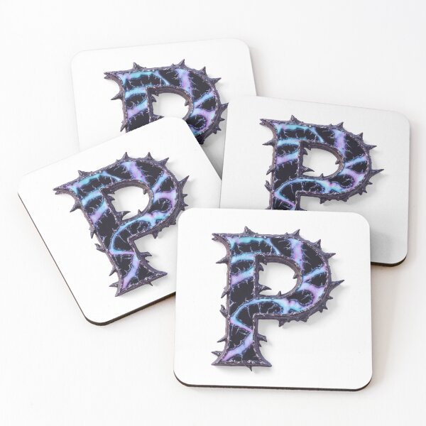 Item preview, P – Otherworldly Letter in Dark Chrome with Thorns and Iridescent Streaks designed and sold by testvvave.
