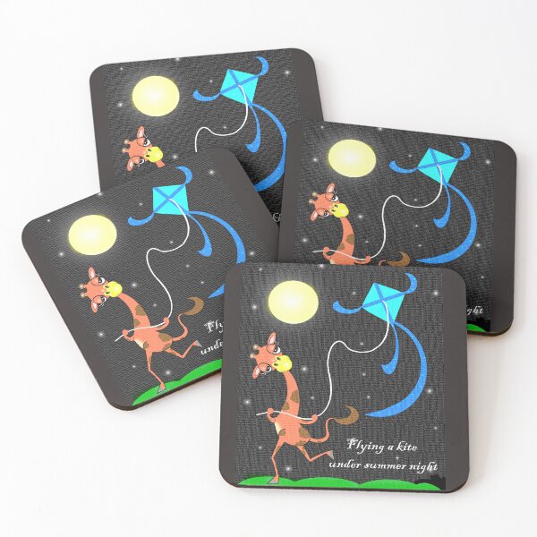 Item preview, Giraffe flying a kite under summer night  designed and sold by Shirley cute art .