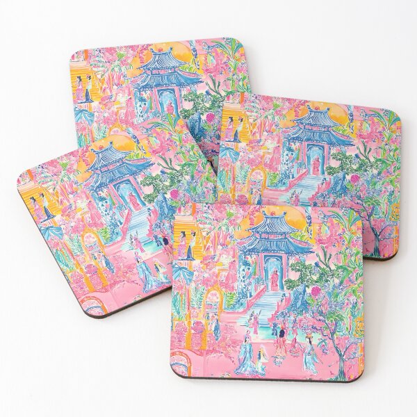 Item preview, Preppy, grandmillennial style Chinoiserie court figures famille rose markers and watercolor designed and sold by SophieClimaArt.