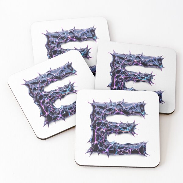 Item preview, E – Otherworldly Letter in Dark Chrome with Thorns and Iridescent Streaks designed and sold by testvvave.