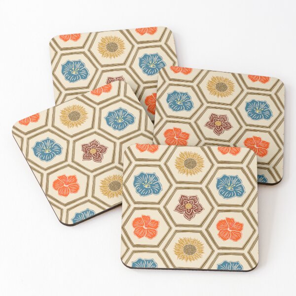 Item preview, Beehive flower print block designed and sold by Silviaclara.