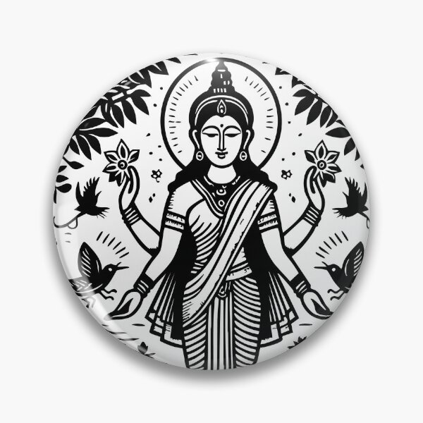 Item preview, Goddess Lakshmi in a garden woodcut style designed and sold by ZOXOFO.