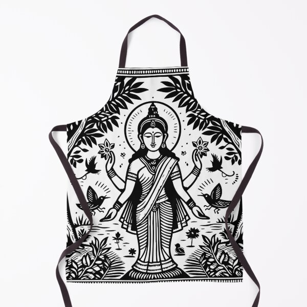 Item preview, Goddess Lakshmi in a garden woodcut style designed and sold by ZOXOFO.